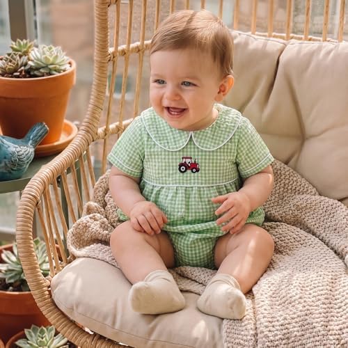 Baby Boy Girl Bubble Romper Short Sleeve Collar Summer Bodysuit - Image 3