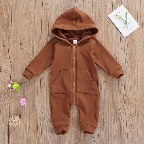 FYBITBO Infant Baby Boys Girls Clothing Zipper Hooded Jumpsuit Romper Long - Image 2