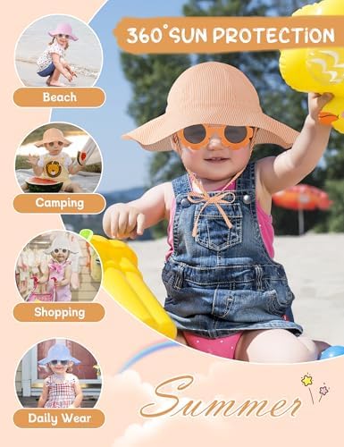 Durio UPF50+ Baby Sun Hat and Sunglasses - Image 6
