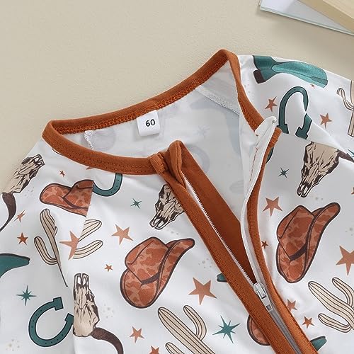 Western Baby Cowboy Clothes Neutral Zipped Fall Romper Outfit - Image 4