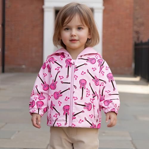 Toddler Girl Windbreaker Jacket Strawberry Baby Girls Hooded Fall Jackets Long - Image 2