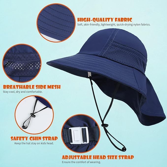 Toddler Baby Sun Hat Kids Summer Beach Essentials Adjustable Beach Hats - Image 3