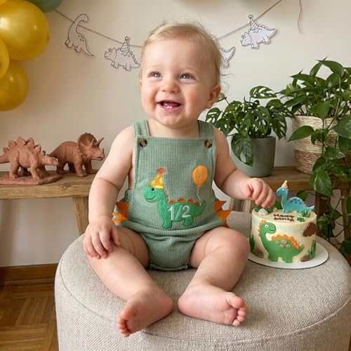 Honganda Baby Boy 1/2 Birthday Outfit Half Way to One Cake Smash Romper - Image 2