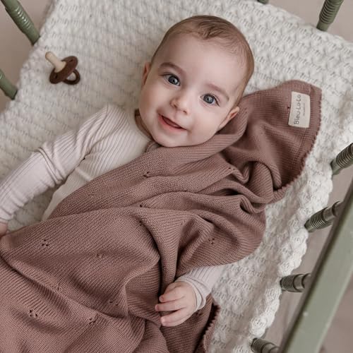 100% Luxury Organic Cotton Pointelle Knit Baby Blanket – Refined Lightweight - Image 2