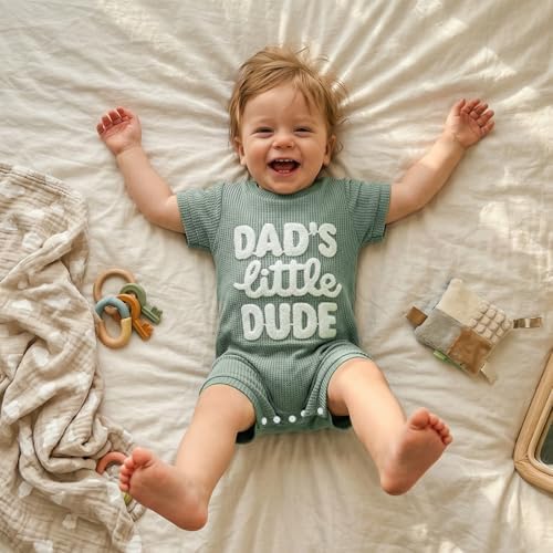 allshope Newborn Baby Boy Summer Outfit Romper Letter Embroidery Short Sleeve - Image 4