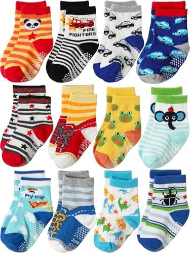 Aroveea Toddler Socks Non Slip Grip Ankle Baby 12 Pack by Aroveea