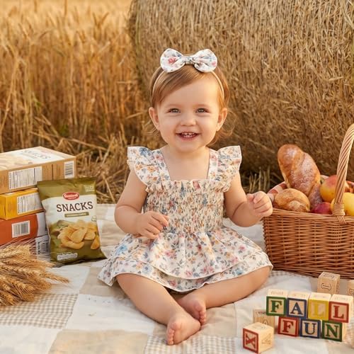 Newborn Baby Girls Summer Clothes Ruffle Sleeveless Pleated Smocked Bubble - Image 3