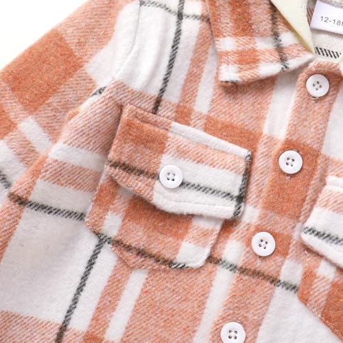 YOUNGER STAR Toddler Kids Boys Girls Flannel Hooded Plaid Shirt Button Baby Red - Image 5