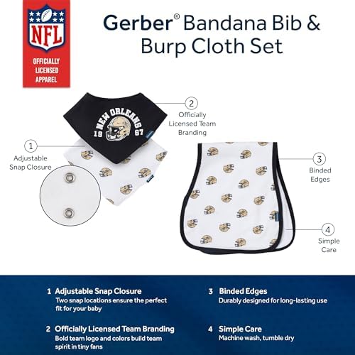 Gerber Baby Nfl Team Bandana Bibs and Burp Cloth Set - Image 5
