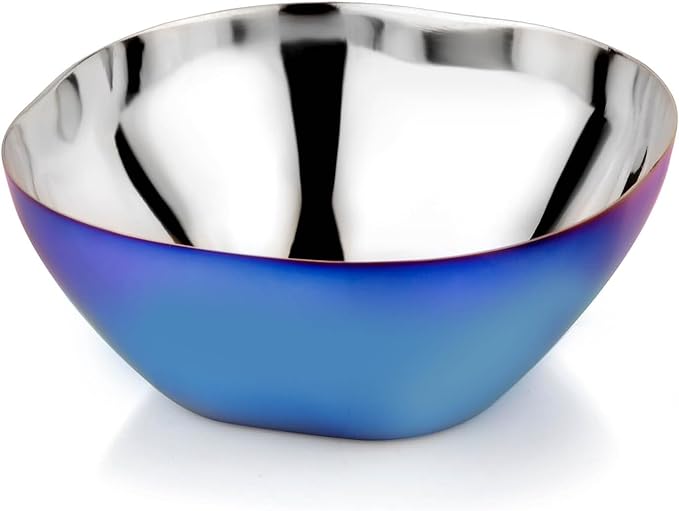 Ahimsa Stainless Steel Bowls for Kids | Non Toxic, Pediatrician Designed Toddler Bowls 12oz | Durable Metal Kids Bowl, Easy to Clean, Dishwasher Safe, Single Fun Blue