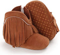 SOFMUO Suede Fringe Baby Cowboy Boots Side Zipper Non Slip Infant Booties by SOFMUO