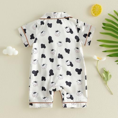 Kuriozud Baby Girl Boy Romper Pajamas Onesie Short Sleeve Button Down Pjs - Image 7
