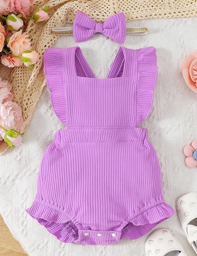 Fullfamous Baby Girl Ruffled Jumpsuit and Headband Set - Image 2