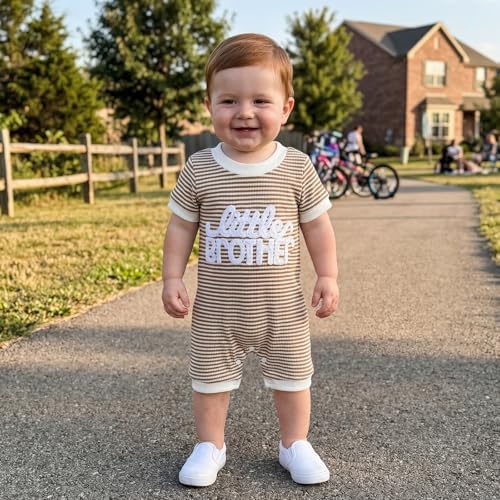 allshope Newborn Baby Boy Summer Outfit Romper Letter Embroidery Short Sleeve - Image 2