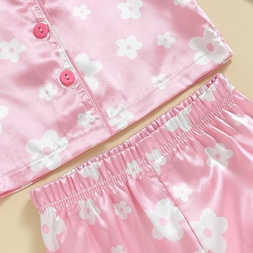 Kids Baby Girl Boy Satin Pajamas Set Button Down Sleep Shirt Top+Long Pants - Image 2