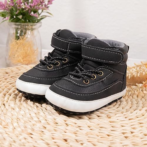 Meckior Toddler Baby Boys Girls High Tops Ankle Sneakers Soft Anti-Slip Sole PU - Image 3