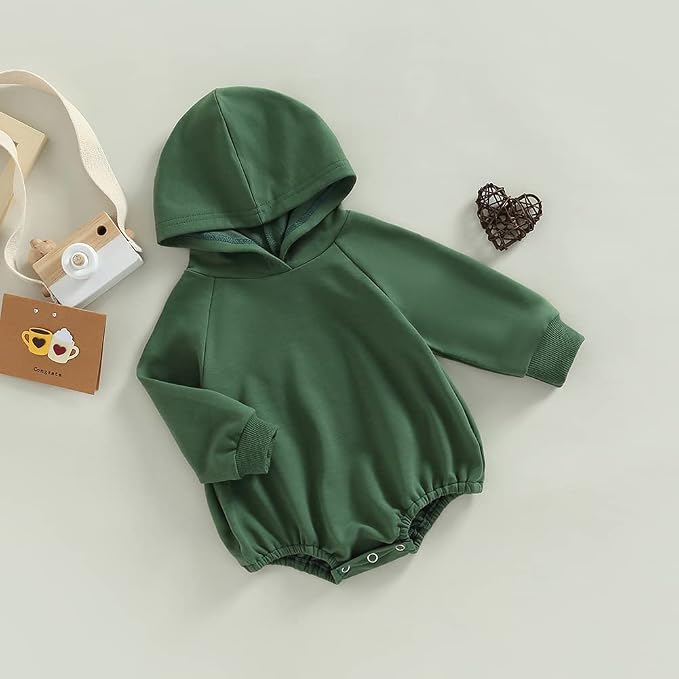 Thorn Tree Newborn Baby Boys Hooded Sweatshirt Long Sleeve Solid Romper Infant - Image 7