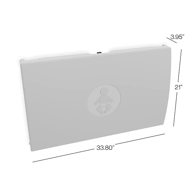 Foundations Elements Horizontal Wall-Mounted Baby Diaper Changing Station, Heavy Duty Stainless Steel Hinge, Oversized Changing Surface, Easy Installation, Gray (300-EH-01)
