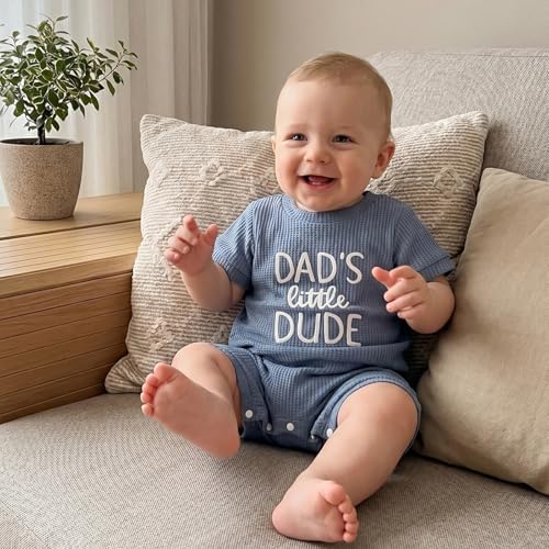 allshope Newborn Baby Boy Summer Outfit Romper Letter Embroidery Short Sleeve - Image 5