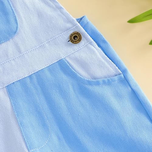 Fernvia Toddler Kids Baby Girl Boy Contrast Color Overalls Shorts Clothes - Image 5