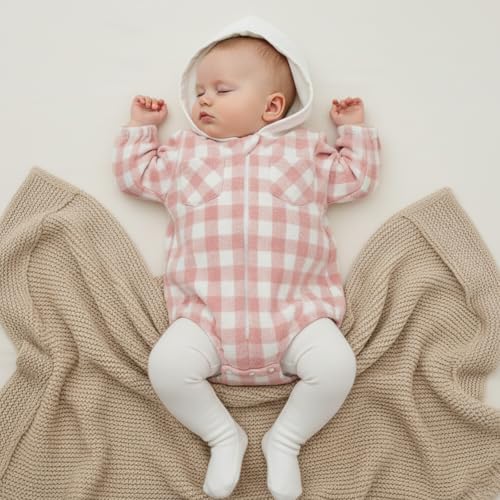 Douhoow Baby Boy Hooded Romper Long Sleeve Boy Plaid Hoodies Baby Jacket Infant - Image 7