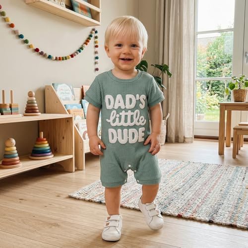 allshope Newborn Baby Boy Summer Outfit Romper Letter Embroidery Short Sleeve - Image 6