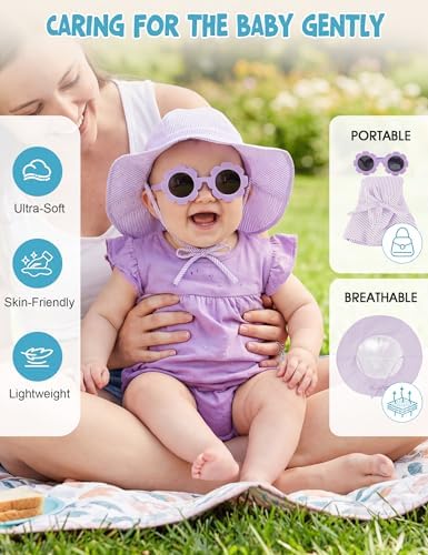 Durio UPF50+ Baby Sun Hat and Sunglasses - Image 5