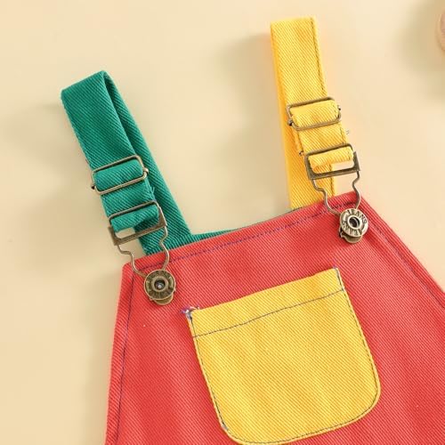 Fernvia Toddler Kids Baby Girl Boy Contrast Color Overalls Shorts Clothes - Image 4