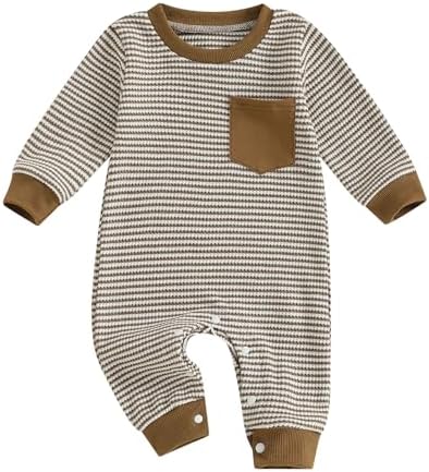 VISGOGO Newborn Infant Baby Boy Waffle Cotton Romper Clothes Onesie Stripe by VISGOGO