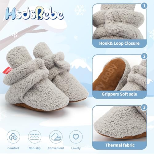 HsdsBebe Unisex Newborn Baby Cotton Booties Non-Slip Sole - Image 5