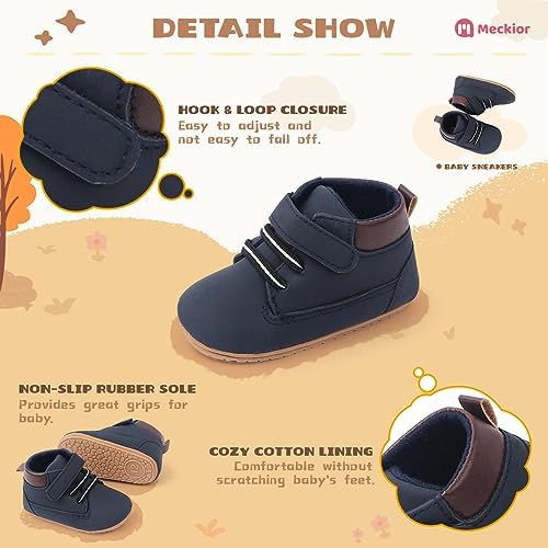Meckior Toddler Baby Boys Girls High Tops Ankle Sneakers Soft Anti-Slip Sole PU - Image 5