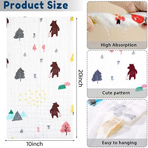 Chumia 20 Pack Muslin Baby Burp Cloths Large 20 x 10 Inches Cotton Baby Burp - Image 2