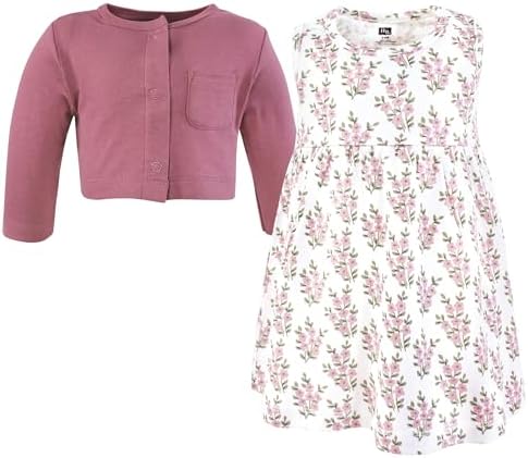Hudson Baby Infant and Toddler Girls Cotton Dress and Cardigan Set - Image 3