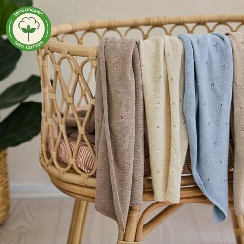 Receiving Blankets, 100% Organic Cotton Knit, Newborn Baby Swaddle | - Image 5