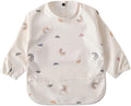 GZMM Waterproof Baby Bibs,Infant Toddler Long Sleeve Feeding Bib With Food Catcher,Easy Clean & Washable