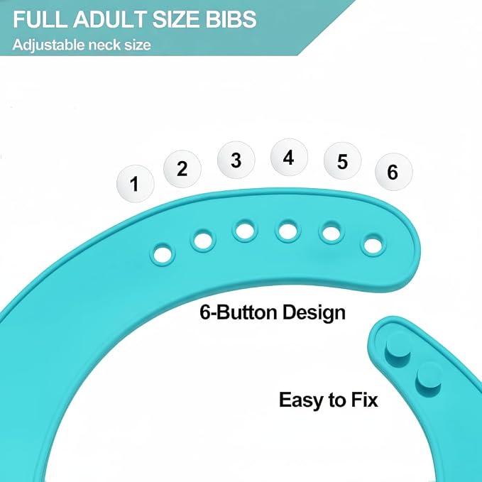 Silicone Adult Bib, Adjustable and Washable Bib - Image 5
