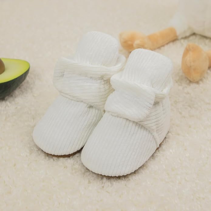 Babelvit Newborn Baby Boy Girl Soft Fleece Booties Stay On Infant Slippers - Image 3