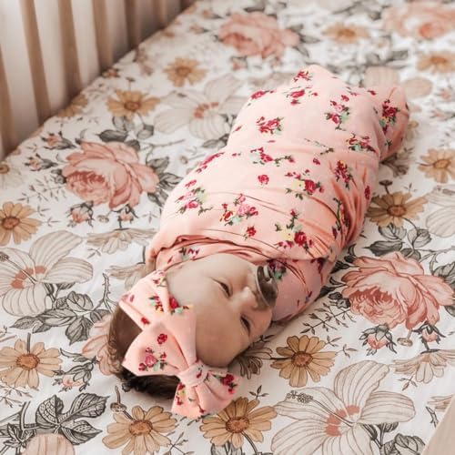 DRESHOW BQUBO Baby Girl Newborn Floral Receiving Blankets - Image 3