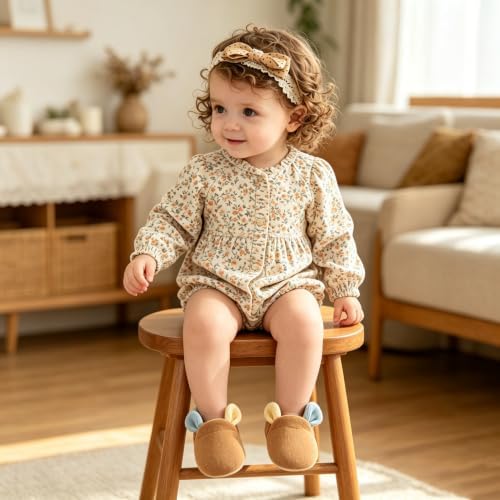 Jastore Baby Girls Booties Newborn Infant Shoes Cozy Soft Warm Cotton Boots - Image 3