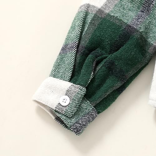 YOUNGER STAR Toddler Kids Boys Girls Flannel Hooded Plaid Shirt Button Baby Red - Image 6