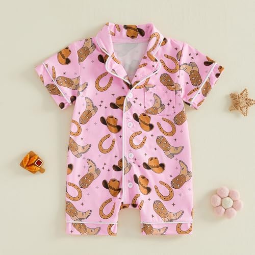 Kuriozud Baby Girl Boy Romper Pajamas Onesie Short Sleeve Button Down Pjs - Image 5