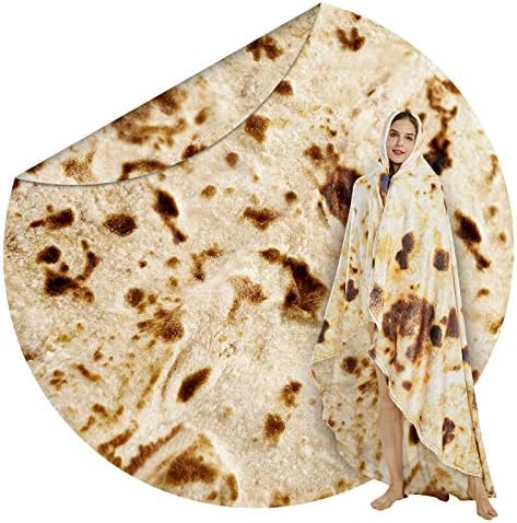 SeaRoomy 60 in Burrito Tortilla Blanket, Funny Food Throw Blanket by SeaRoomy