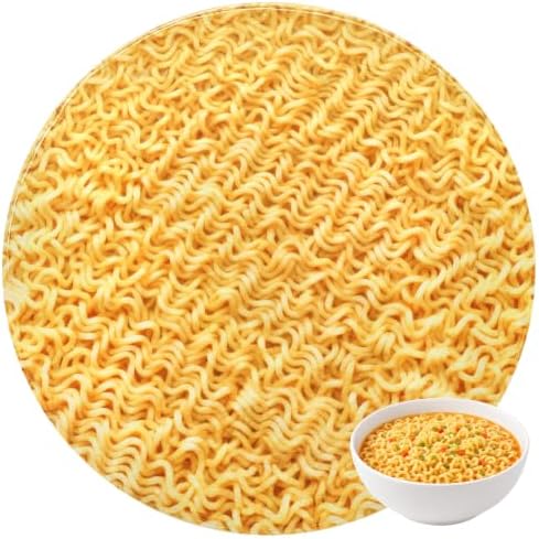 SeaRoomy Ramen Noodles Blanket, Realistic Food Funny Round Blanket, 60 in by SeaRoomy