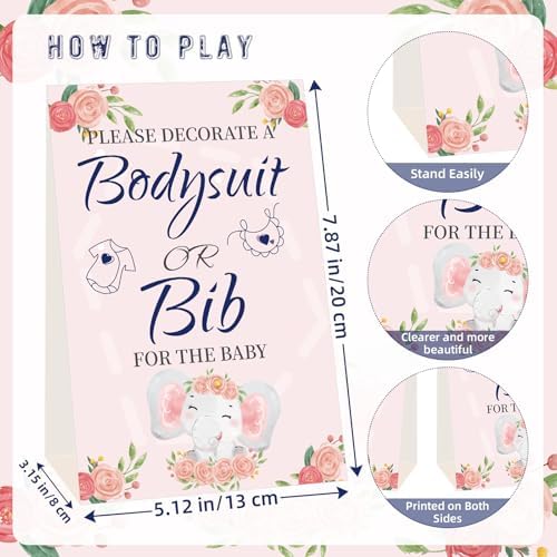 Bibs Bodysuits Baby Shower Game Sign Set Newborn Onesies Feeder Gift Fabric - Image 3