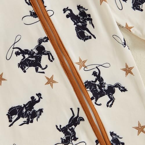 Western Baby Cowboy Clothes Neutral Zipped Fall Romper Outfit - Image 6