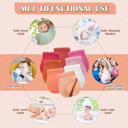 Frienda 8 Pack Muslin Burp Cloths - Image 4