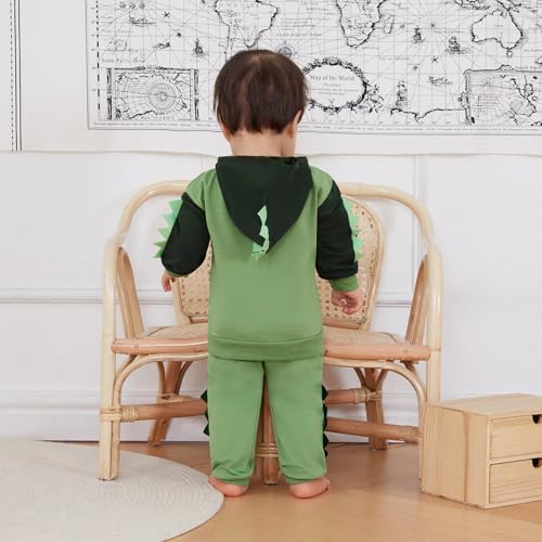 Infant Baby Boy Fall Winter Clothes Outfit Hooded Long Sweatshirt Pant Set - Image 4