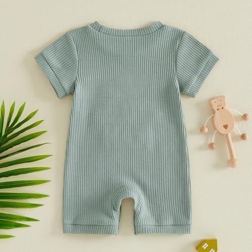 allshope Newborn Baby Boy Summer Outfit Romper Letter Embroidery Short Sleeve - Image 6