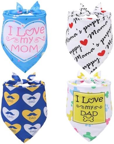 EXPAWLORER Mother's and Father's Day Dog Bandanas 4 Pack by EXPAWLORER