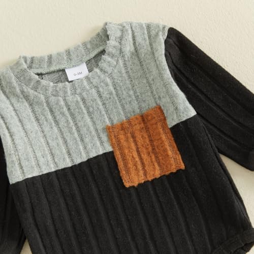 Giraropa Newborn Baby Boy Clothes Rib Knit Romper Jumpsuit Solid Sweater - Image 5